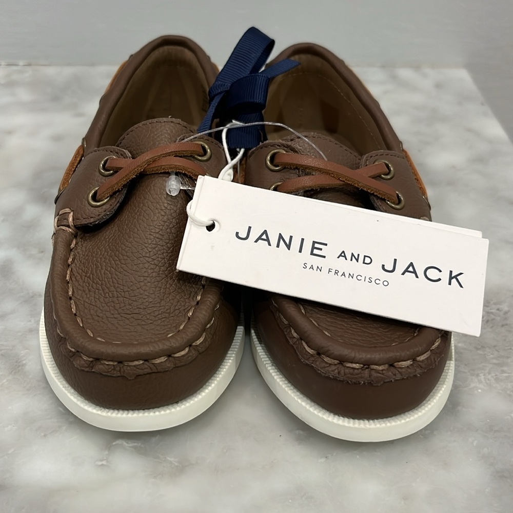 ❌SOLD❌ NWT Janie and Jack Baby Boy Brown Leather Boat Shoes - Size 7 - Picture 9 of 14